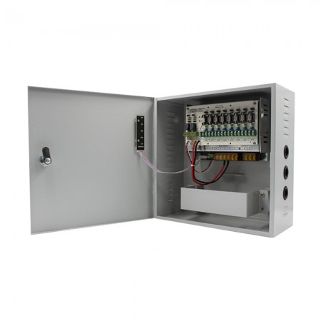 Strong Euro PowerSursa de alimentare CCTV 12V 10A 8 iesiri cu back-up STR1210-08CBD